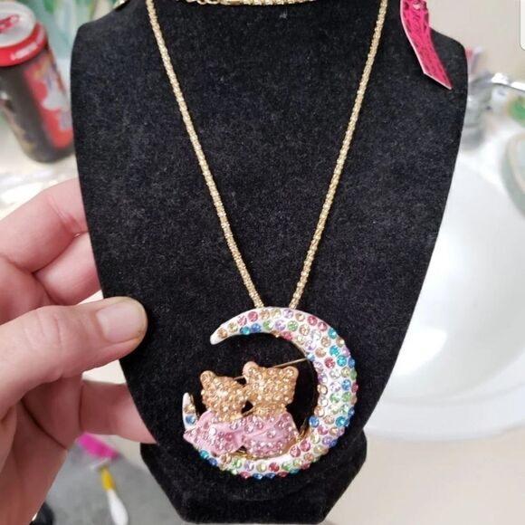 Betsey Johnson Bear & Moon Necklace - Picture 5 of 5